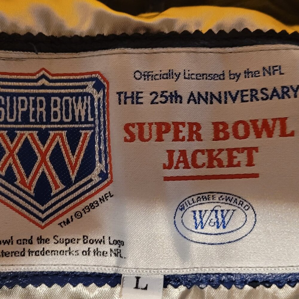 NWT Vintage 1991 Superbowl 25th Anniv Football XXV Lambskin Leather Jacket - Picture 11 of 16